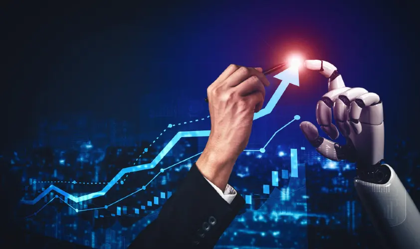 Mlb future artificial intelligence and a person making digital growing graph